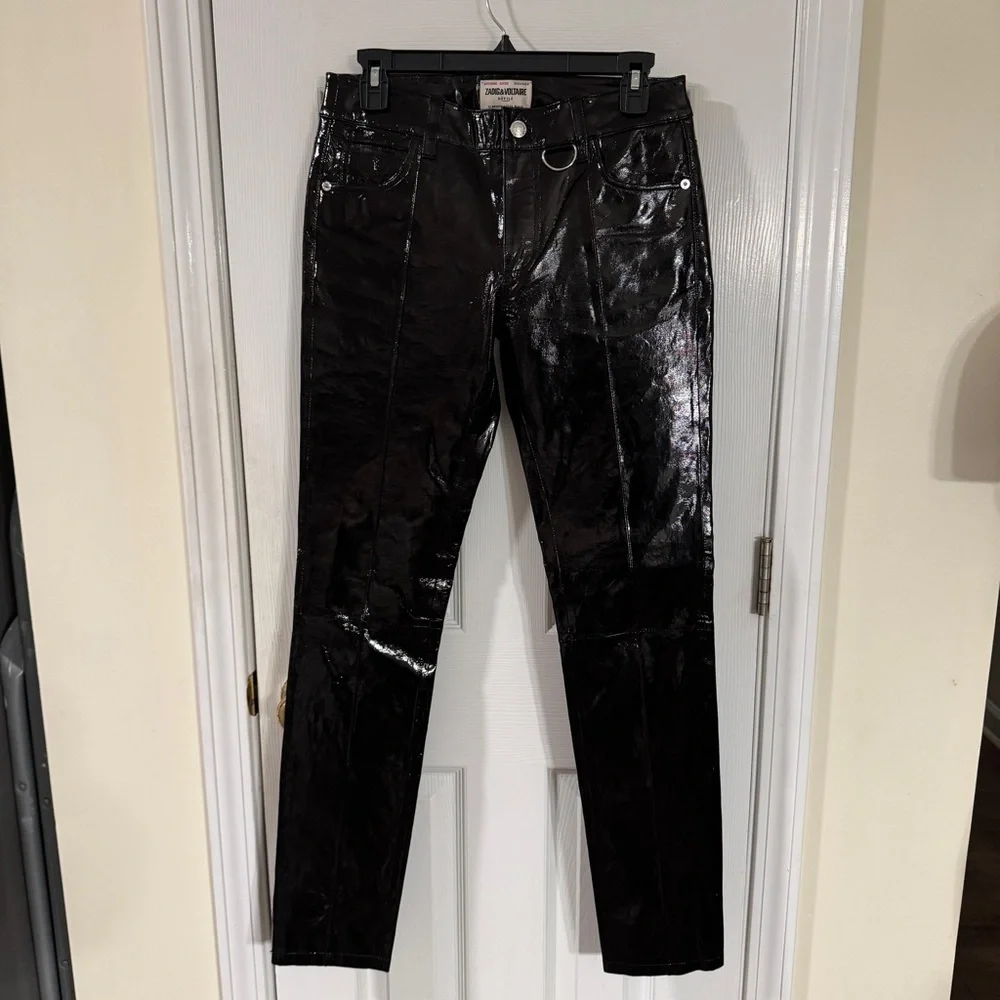 Zadig & Voltaire Peko Lambskin Leather Pants – Black – Size 36 – NWT